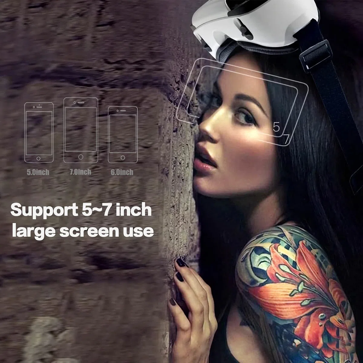 Cuffie Occhiali 3D VR con controller regolabile Supporto per realtà virtuale Protezione degli occhi Blu-ray HD da 5-7 pollici per telefono cellulare Android (bianco)