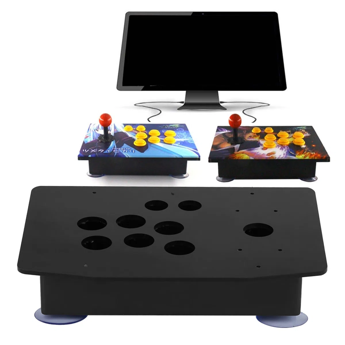 Lazmin112 Joystick Pannello Acrilico, Pannello Acrilico Nero Fai-da-Te e Set di Ricambio per custodie inclinate per Gioco