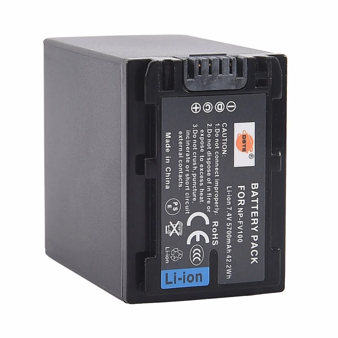 DSTE - Batteria di ricambio compatibile con Sony NP-FV100 DCR-SR15 SR21 SR68 SR88 SX15 SX21 SX44 SX45 SX63 SX65 SX83 SX85 HDR-CX105 CX110 CX115