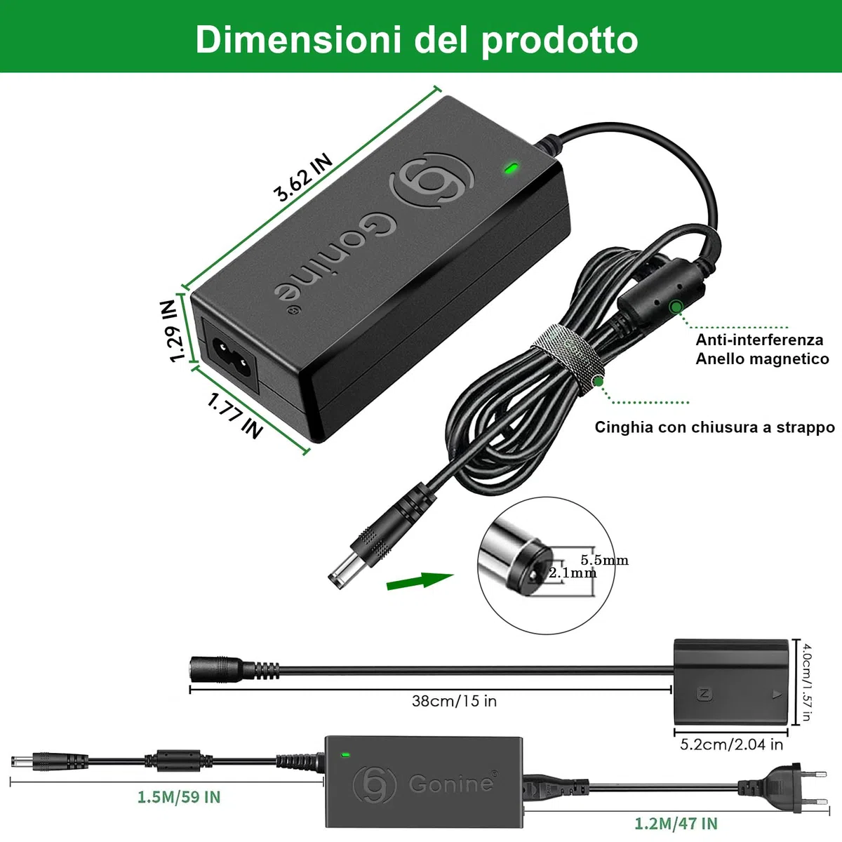 NP-FZ100 A7III A7IV Batteria fittizia Kit adattatore di alimentazione per fotocamere Sony A7 III, A7 IV, A7S III, A7R III, A7R IV, A7R V, A7C, A1, A9, A9 II, A6600, A6700, FX3, FX30, ZV-E1
