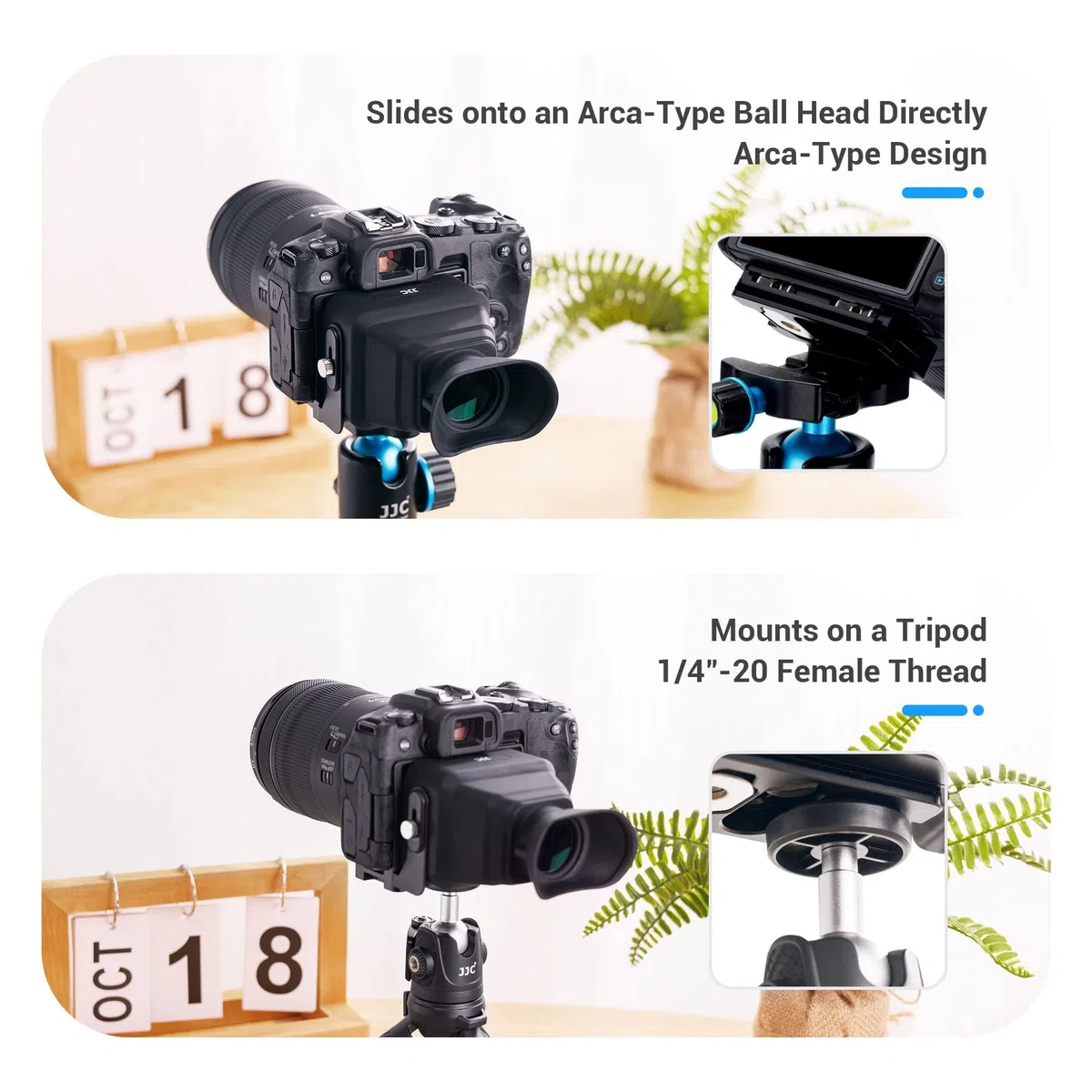 JJC Mirino LCD per Fotocamera Con Ingrandimento 3X, Piastra a Sgancio Rapido Tipo Arca, Lente d'Ingrandimento per Schermo, Cappuccio Parasole per DSLR/SLR