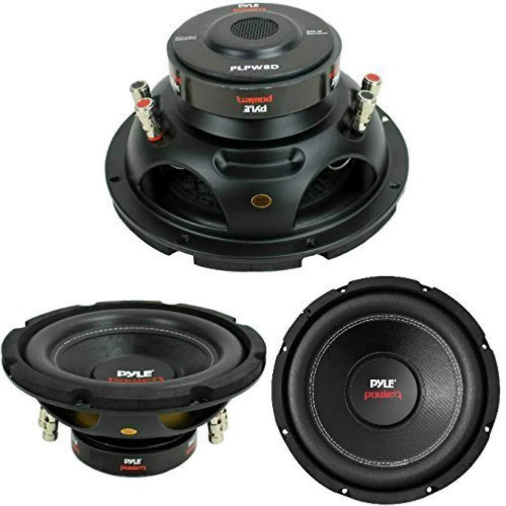 SUBWOOFER PYLE PLPW8D DA 400 WATT RMS E 800 WATT MAX 8" 20 CM 200 MM WOOFER DVC DOPPIA BOBINA 4 + 4 OHM SUB OTTIMO ANCHE PER PORTE E PORTIERE AUTO O IN CASSA