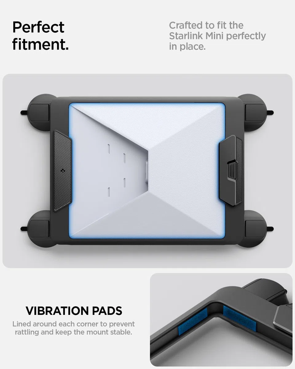 Spigen Supporto Mini Starlink – Design Antivibrazione a Sgancio Rapido con Ventose ad Alta Tenuta (Resistenza 23 kg+), Kit di Montaggio per Auto, Camper, Barche, Finestre, Vetro e Tetto Apribile