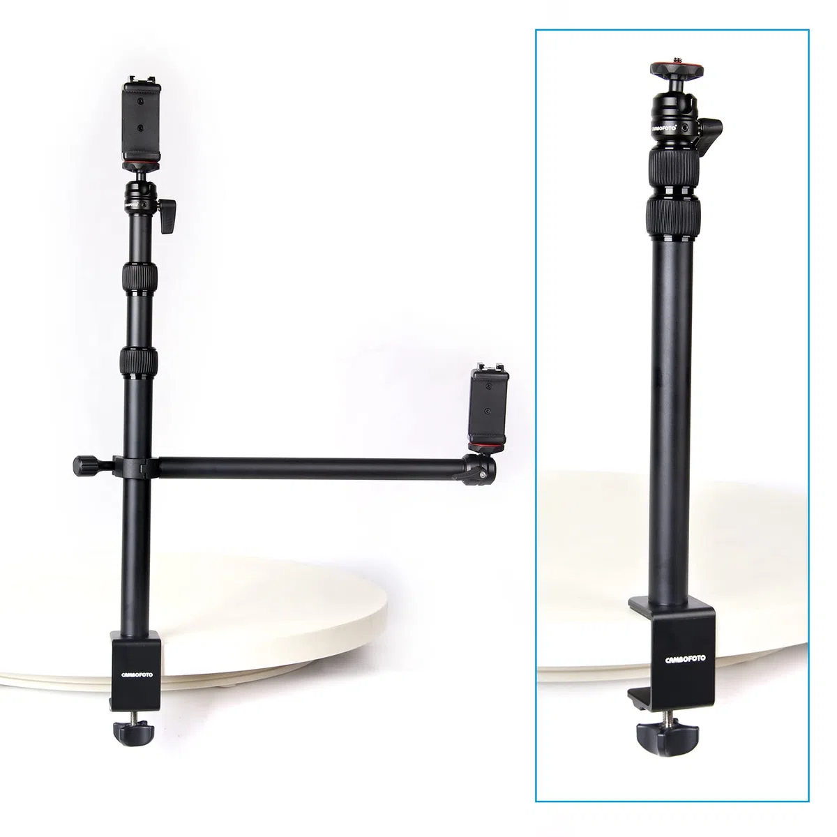 CAMBOFOTO Treppiedi da tavolo Supporto da tavolo multifunzionale con testa a sfera da 1/4", adatto per fotocamere, luci ad anello, microfoni, telefoni cellulari, ecc