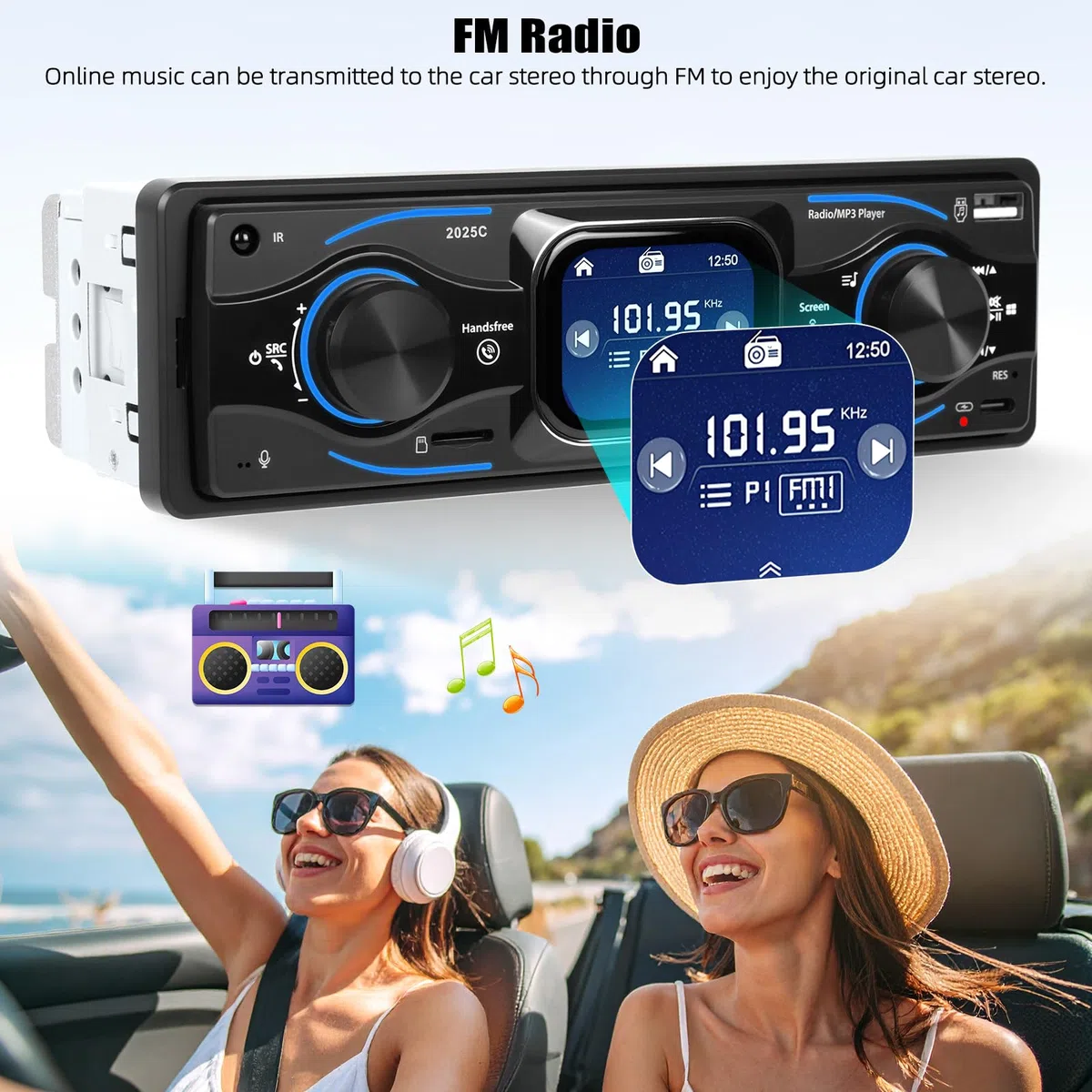 [2.17" SCHERMO TOUCH] CAMECHO Autoradio 1 Din Bluetooth Vivavoce Lettore Multimediale Digitale con Radio FM, Lettore MP3 per Auto, USB/Ingresso AUX/Riproduzione da Pen Drive + Telecomando Incluso