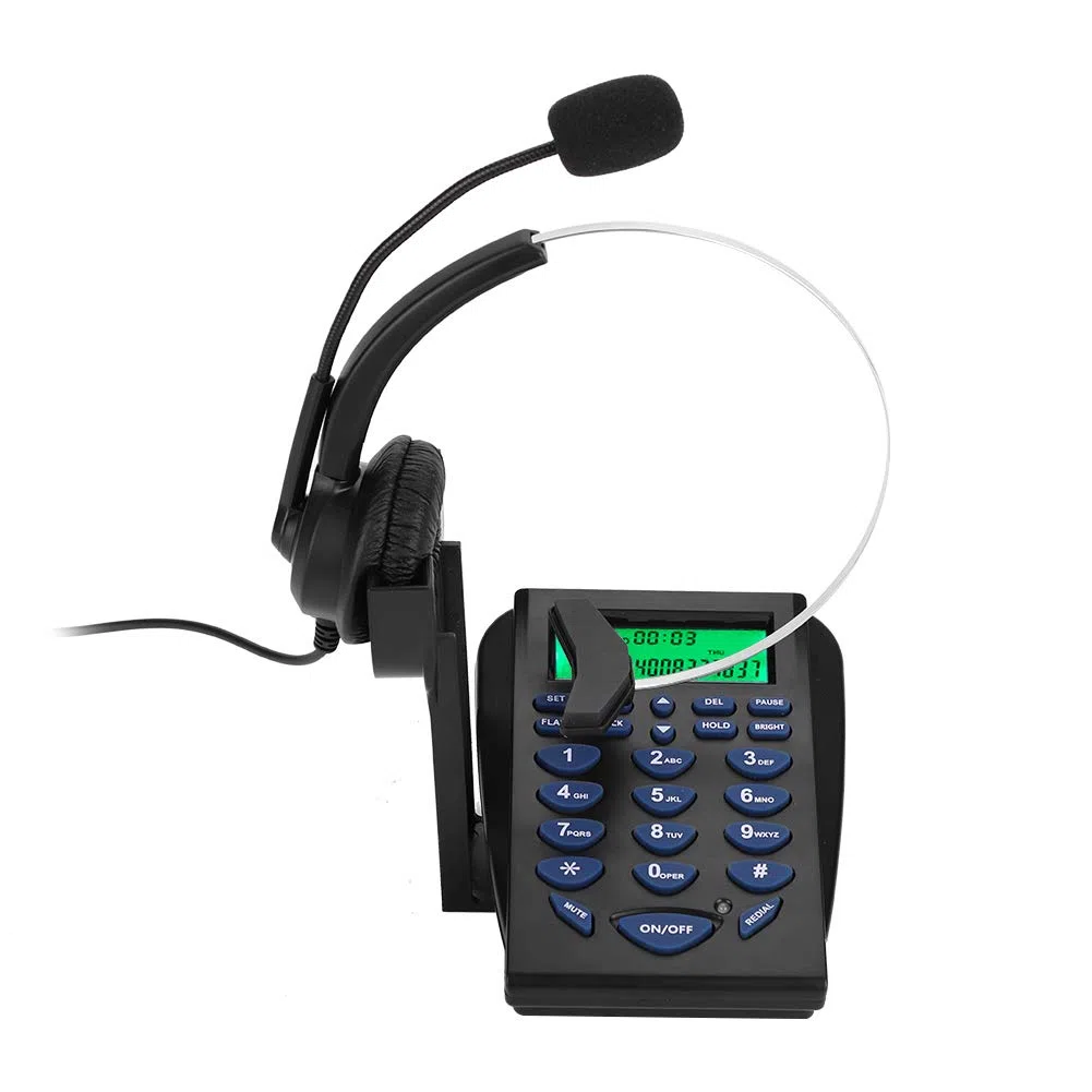 Call Center Telefono e Cuffia, Business Office Tastiera Multifunzionale Call Center Traffico Cuffia Telefonica Funzione di Visualizzazione dell'ID Chiamante FSK/DTMF, Telefono Call Center