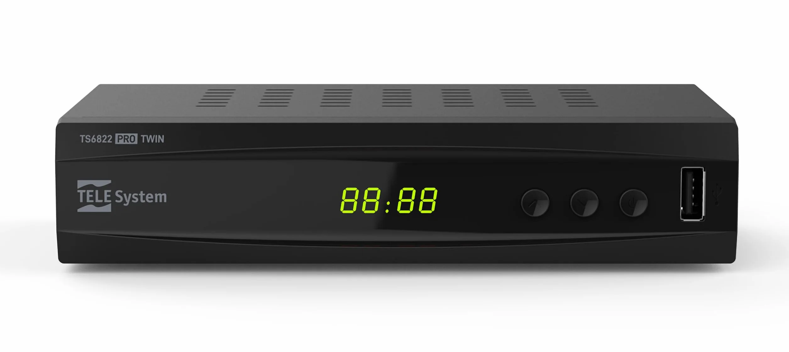 TELE System TS6822 PRO DVB-T2 HEVC Decoder Digitale Terrestre e Videoregistratore twin tuner DVB-T2 HD HDR (HDR10 / HLG) con Display e Telecomando 2 in 1 con controlli TV