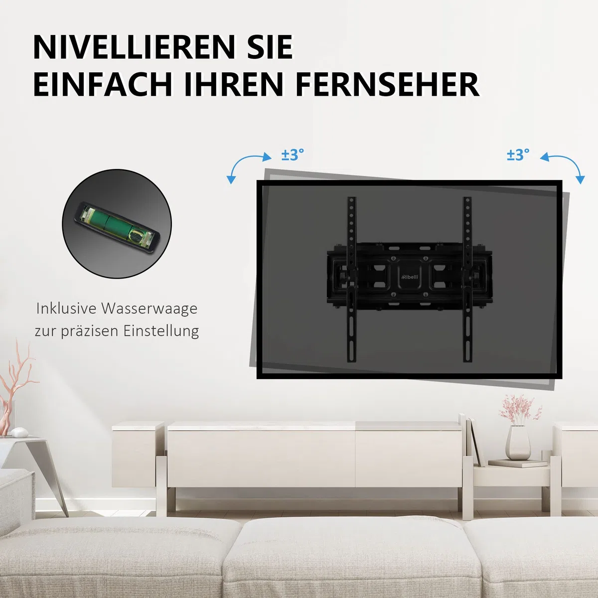 Ribelli Supporto per TV a Parete LED LCD 32-65 Pollici Supporto da Parete orientabile Supporto TV inclinabile