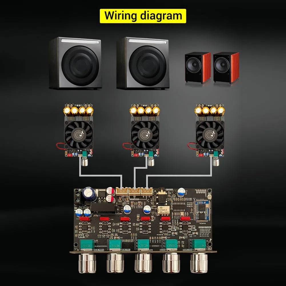 Preamplificatore - Scheda Toni Subwoofer A 2.1 Canali con Decodifica Bluetooth QCC3034+ES9023