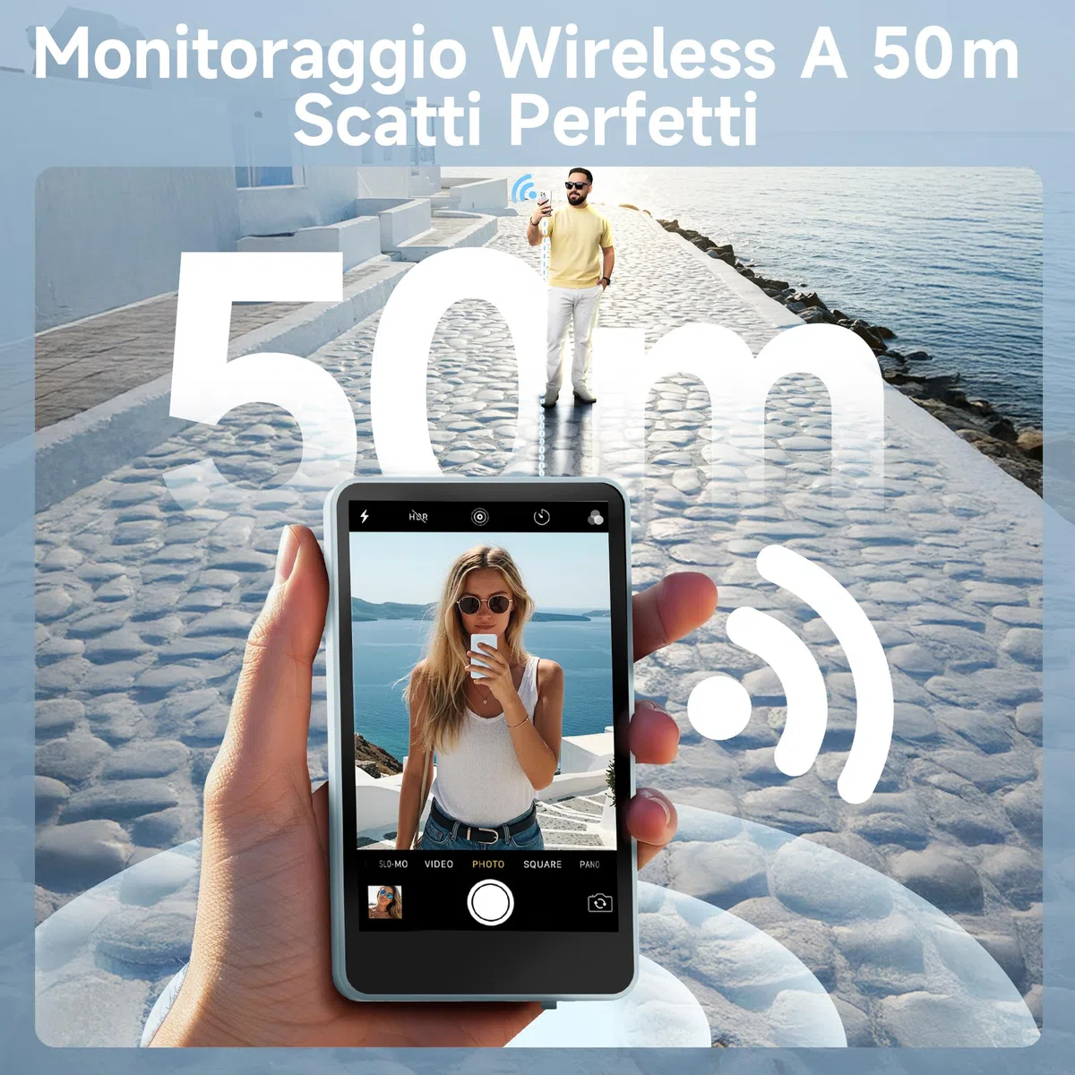 SYNCO XView Vlog Selfie Monitor Schermo 4K per iPhone e Android, Wireless Magnetico Telecamera Posteriore Phone Monitor con Gamma 164FT, Batteria 3H, Altoparlante Integrato per Youtube TikTok (Blu)