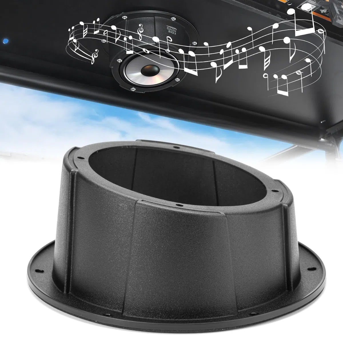 KEMIMOTO 1 contenitore per altoparlanti da 16,5 cm, universale, angolato, per altoparlanti da 16,5 cm, compatibile con UTV, camper, auto, barche, tronchi, rimorchi, montaggio superficiale da 24 cm