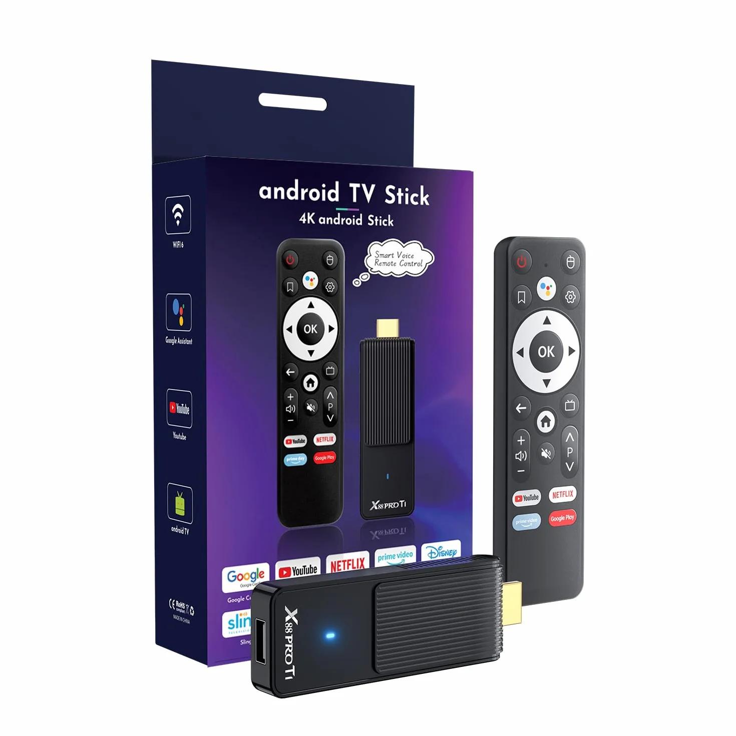 GREVA TV Stick 4K Ultra HD Streaming Dispositivo 2025 Ultimo Android 14.0 TV Stick con Telecomando Vocale GG Assistant Streaming Media Player 2GB 16GB HDR/AV1/2,4G/5G WiFi/BT 5.0, Smart TV Box Nero
