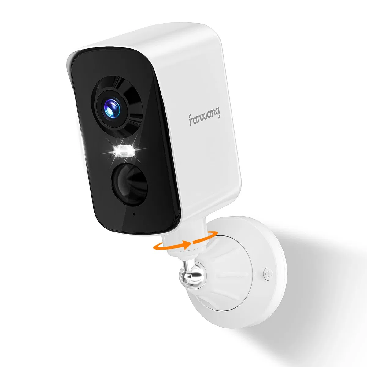 fanxiang Telecamera WiFi Esterno Senza Fili, Telecamera di Sicurezza Wireless con Visione 360°, Batteria Ricaricabile, Visione Notturna a Colori 10m, Rilevamento AI, PIR, IP65