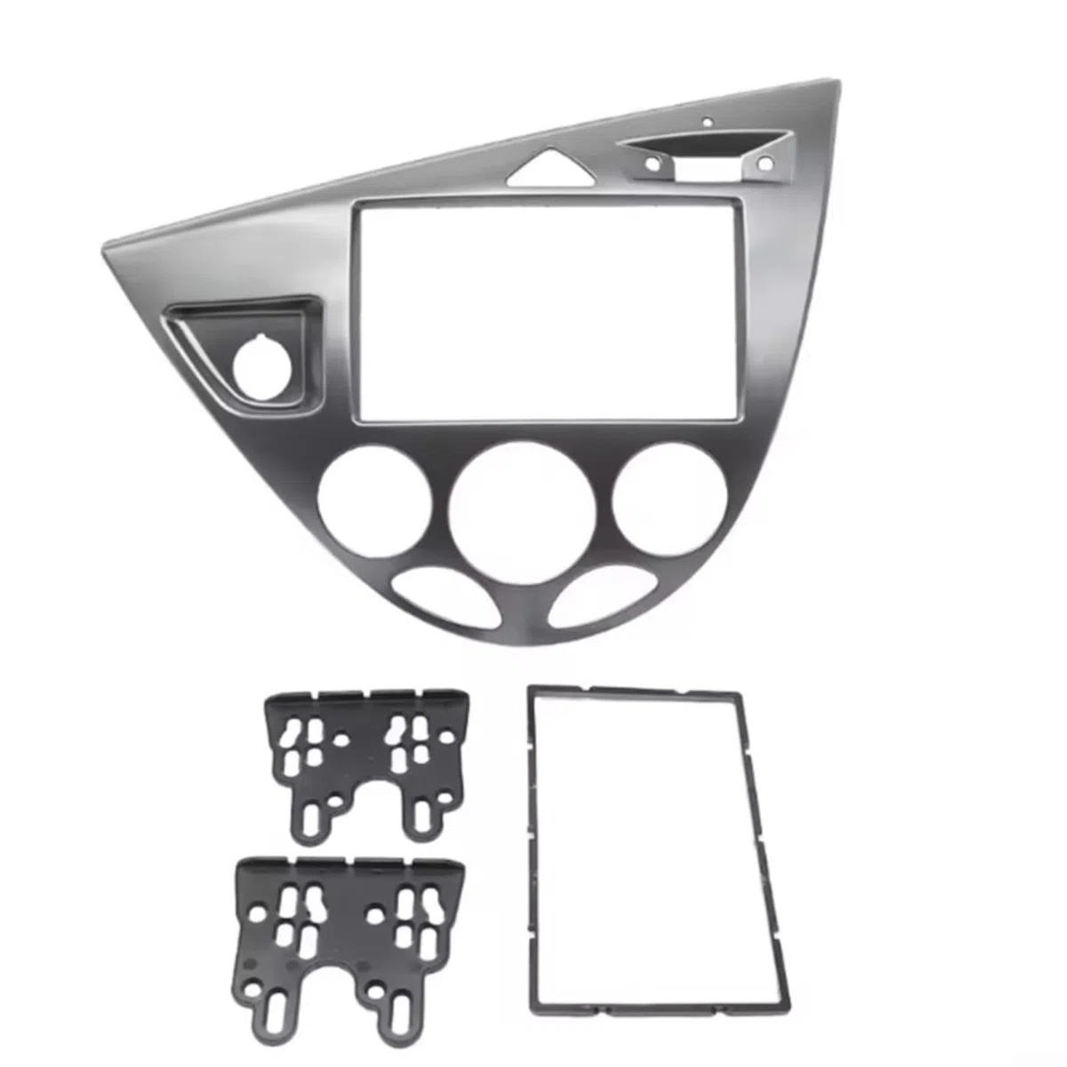 Mascherina per autoradio 2 DIN, per Ford Focus Mk1 e Fiesta (1998-2006), LHD, plastica ABS, nero opaco o grigio argento, adatto per radio Dual DIN da 7 pollici (Silver Gey)