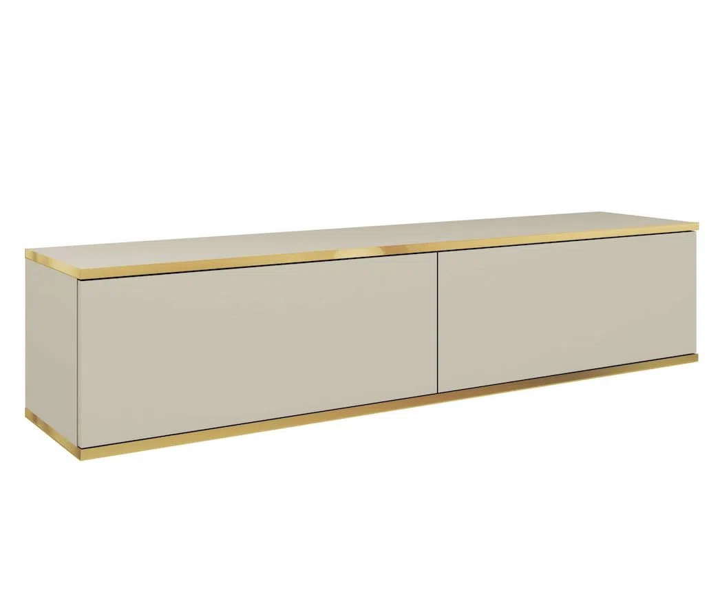 Oro 135 cm, Mobile TV a sospensione moderno, mobile TV, vari colori, mobili da soggiorno, stile moderno (Beige)