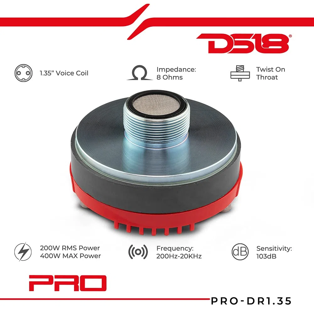 DS18 Car Audio Tweeter 1.35" Inch 400w Watt PA DJ Compression Driver PRO-DR1.35