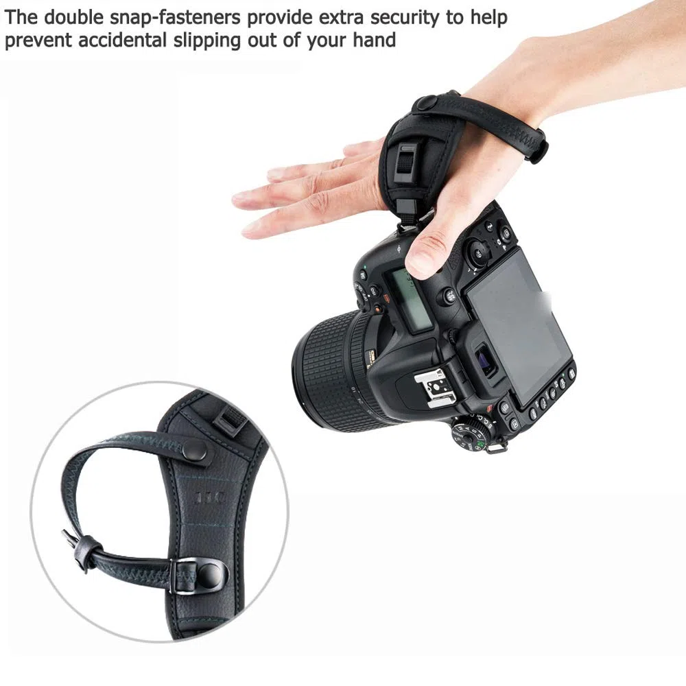 JJC DSLR Fotocamera Cinghia da Polso con Piastra U per Can. EOS R8 R6II R10 R7 R5 R6 5DIV 6DII M50II M200 90D 850D 200DII Son. FX30 ZV-E10 H400 Panason. Lumix DC-G100 G110 FZ1000 FZ300 Sigm. fp (NERO)