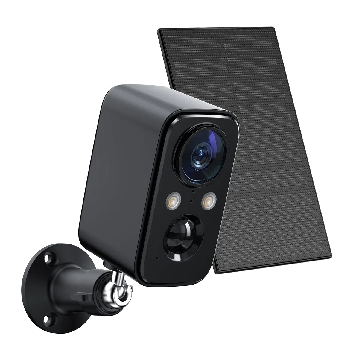 FOAOOD Telecamera Wi-Fi Esterno Batteria Senza Fili,Videocamera Sorveglianza Solare con Visione Notturna Colori,Rilevamento Umano PIR,Conversazione a 2 Vie,Impermeabile IP66-Nera
