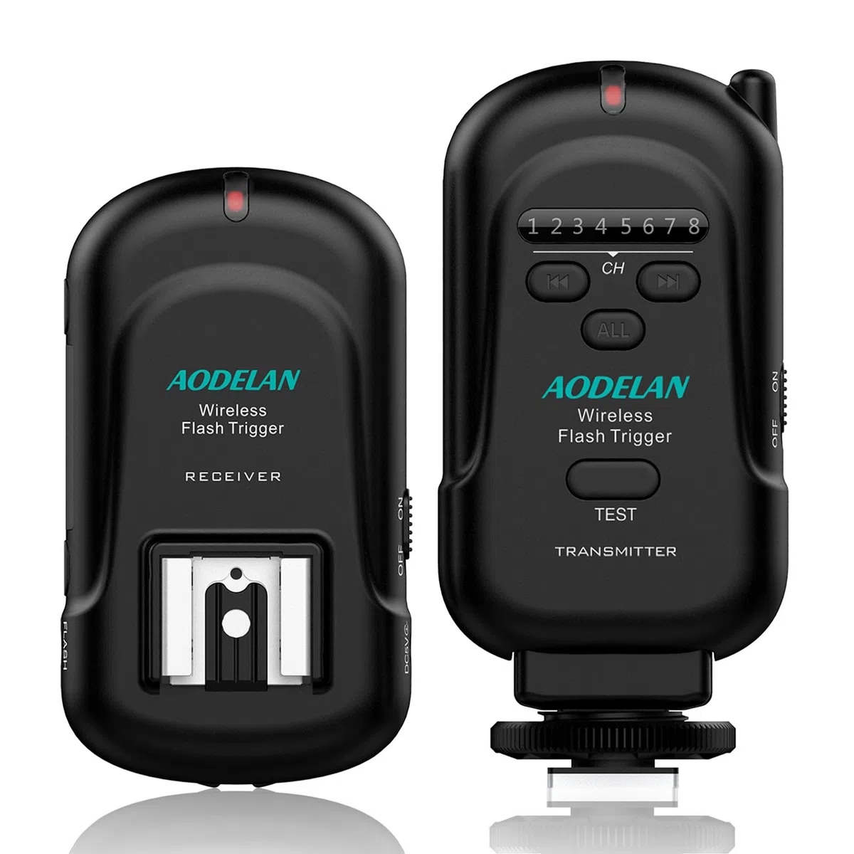 AODELAN Flash Trigger wireless flash Speedlite studio Trigger con standard Hot Shoe, incluso trasmettitore e ricevitore, adatta per Canon Nikon Pentax Olympus Panasonic DSLR