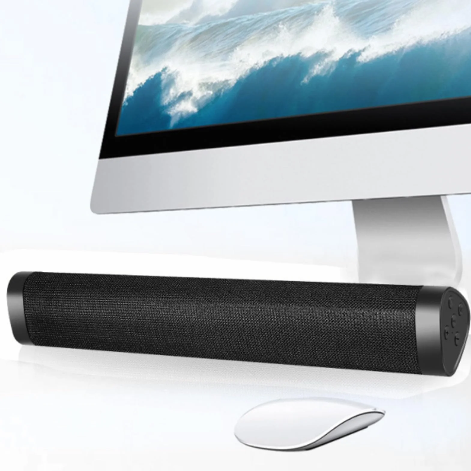 Barra Audio Bluetooth, Altoparlante Wireless con Subwoofer Integrato, Barra Audio per PC Domestico da 17 Pollici, Tempo di Riproduzione Lungo, Controllo Pulsanti, per Computer, TV