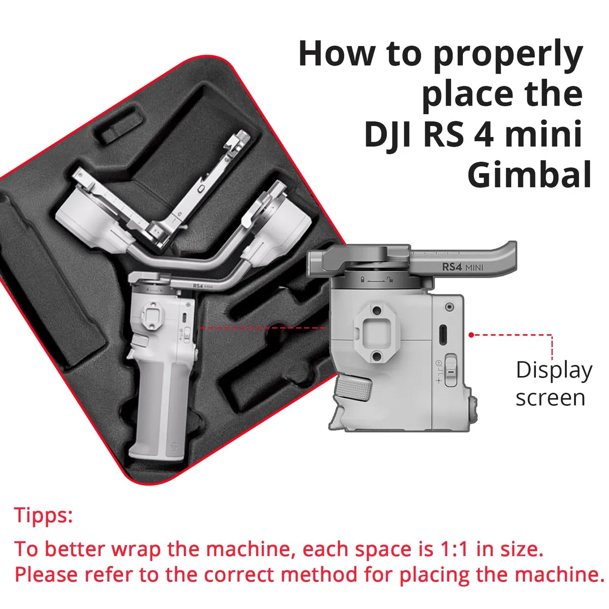 Custodia per DJI RS 4 Mini, Custodia portatile impermeabile per DJI RS 4 Mini Creator Combo con cintura per la spalla（Nero）