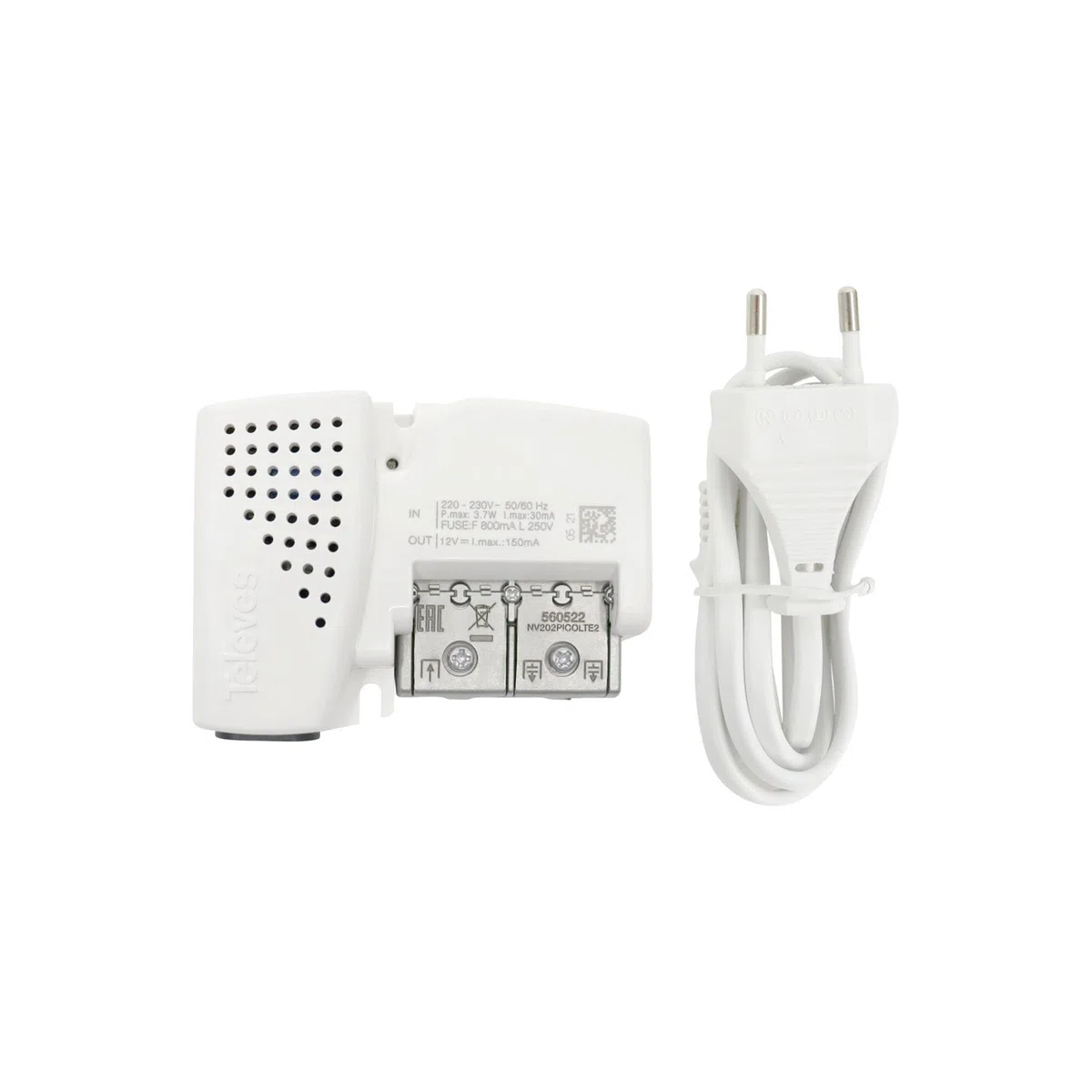 Amplificatore domestico PicoKom 1e/2s "EasyF" 47-694MHz G 10/16dB Vs 98/101dB?V con autoregolazione + alimentazione 12V preampl