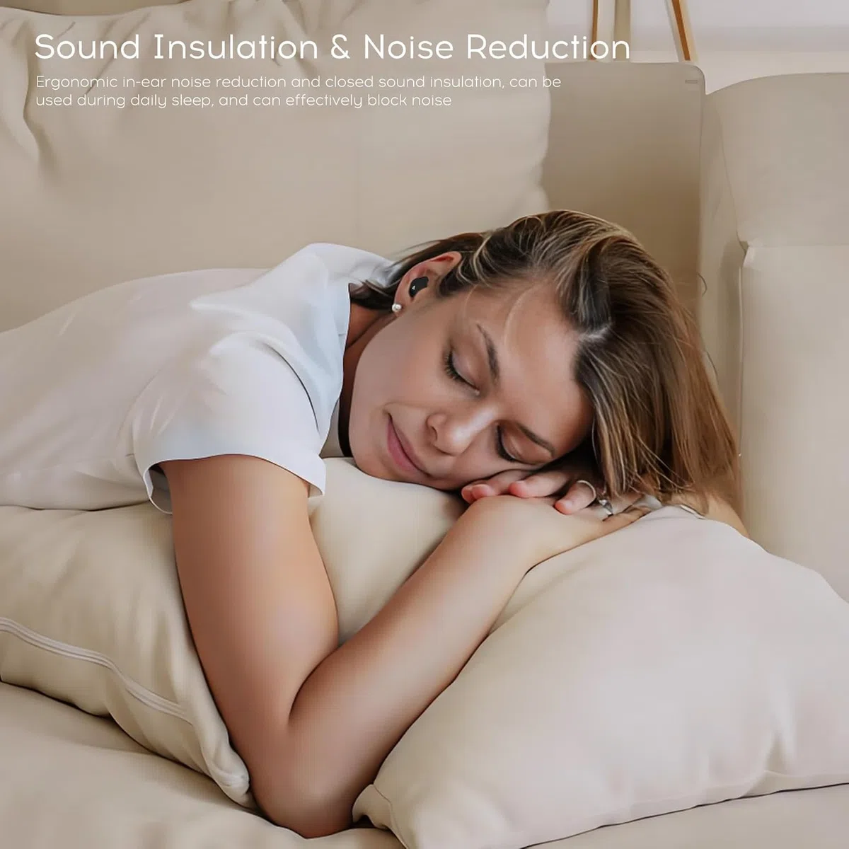 Sleep Earbuds for Side Sleepers, Mini Auricolari Wireless Bluetooth 5.3 Auricolari per Dormire, Auricolari Nascosti con Display di Alimentazione per Esercizio, Lavoro, Escursionismo (Bianco)
