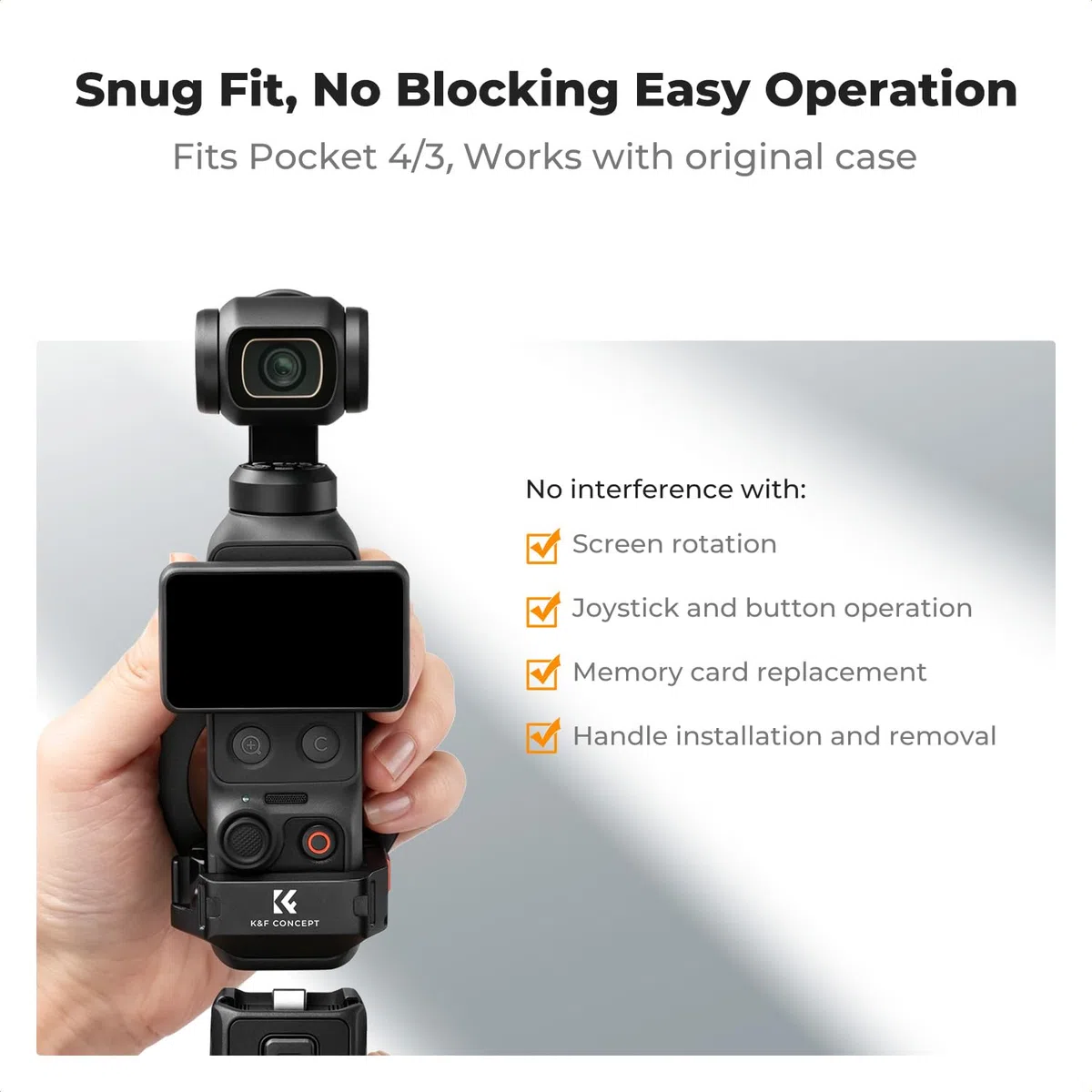K&F CONCEPT PP62 Cornice Estensibile Magnetica per DJI Osmo Pocket 4/3, Rig Compatibile MagSafe in Lega di Alluminio CNC con Filettatura 1/4" e Slitta a Freddo, Adatta alla Custodia Originale