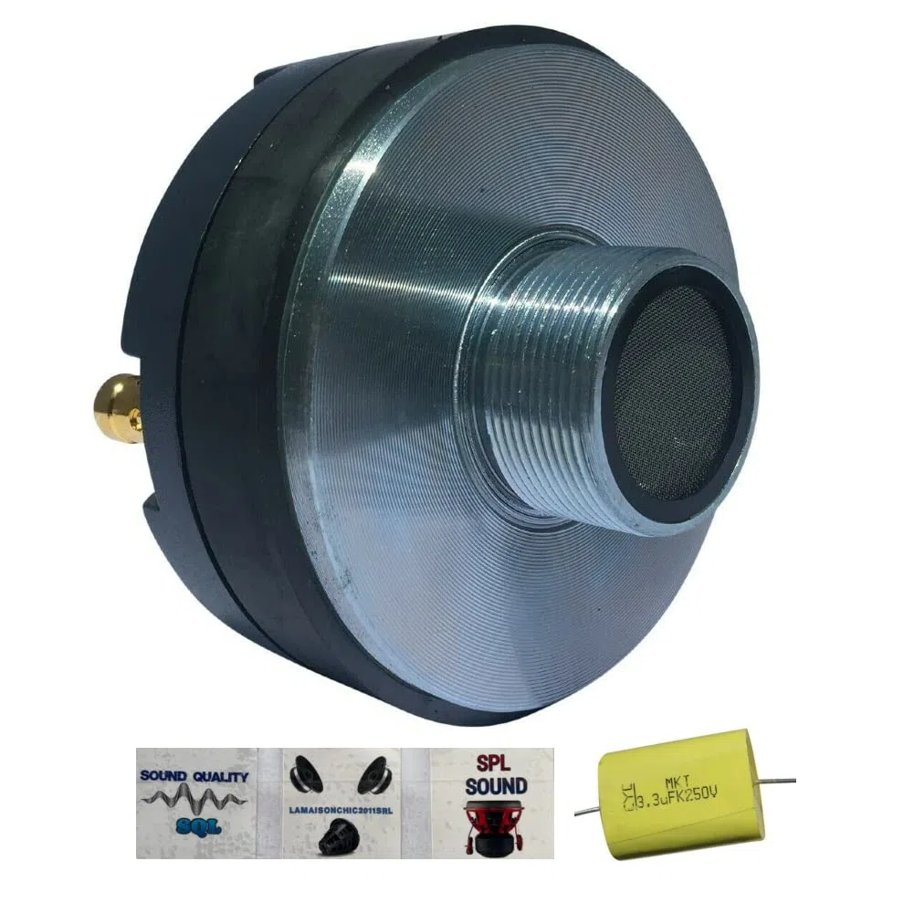 MASTER AUDIO 1 DRIVER DR7 DR 7 a compressione tweeter 200 watt rms 400 watt max filettatura da 3,44 cm per trombe 8 ohm 110 db bobina 44 mm, 1 pezzo + condensatore e 3 sticker omaggio;