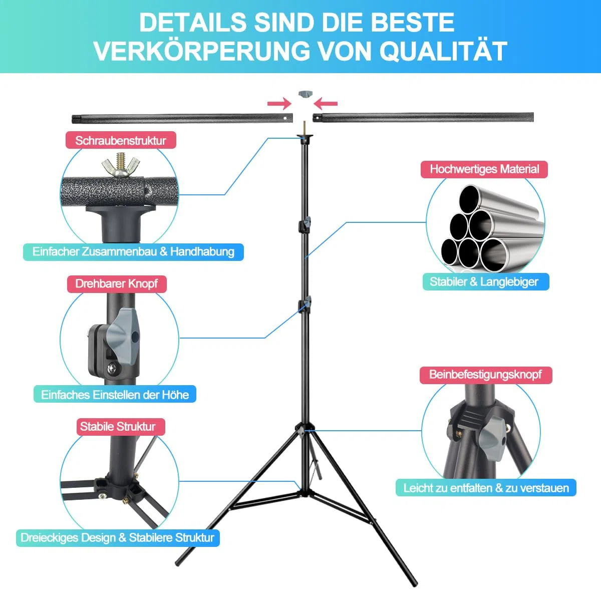 Greenscreen con Supporto, 1,5 x 2 m, Supporto per Foto Regolabile, Sfondo Nero, 1,5 x 2 m, con 5 Morsetti e Borsa per lo Streaming Gaming, Servizi Fotografici, Prodotto Fotografico, Video