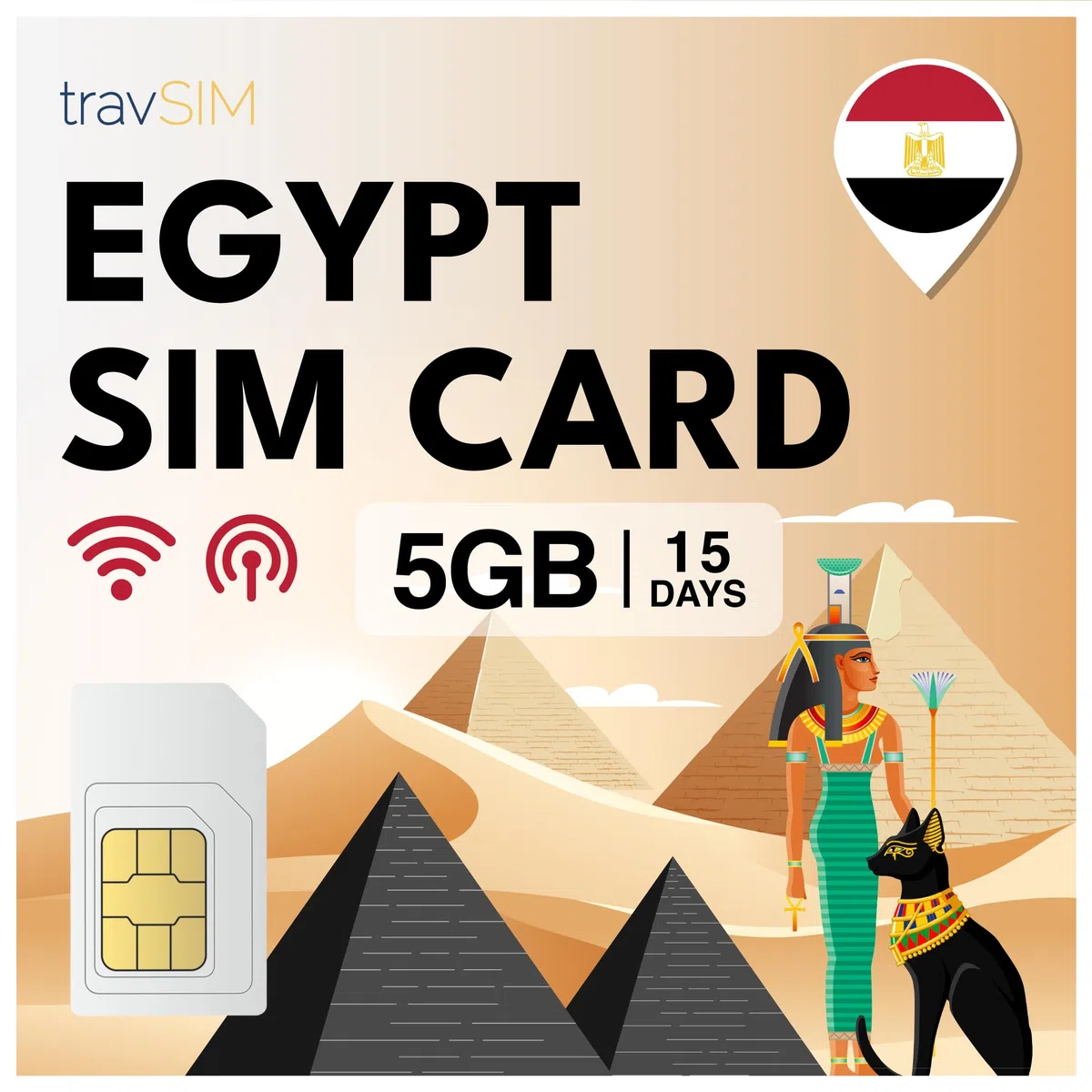 SIM Egitto con 05GB di dati mobili a velocità 5G/5G | Rimani connesso per 15 giorni con la SIM Egitto Prepagata | Attivazione rapida | La SIM per Egitto funziona su dispositivi iOS e Android.