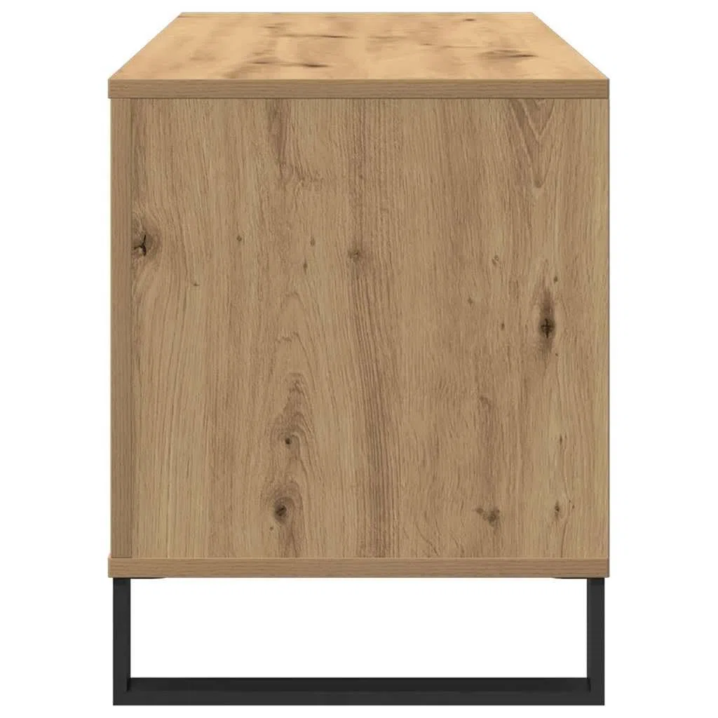 Armadietto per dischi in rovere Artisan, 100 x 38 x 48 cm | Armadio multimediale retrò per soggiorno realizzato in legno resistente con 6 scomparti aperti per LP.