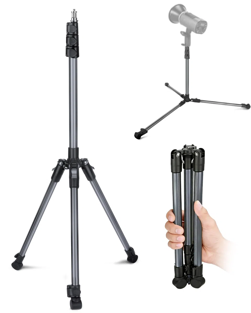 S202 Stativo Luce Portatile 200cm, Stativo per Lampada in Alluminio Reversibile, Treppiede Stabile Stativo per Luce Treppiede Portatile, Supporto per la luce per Flash Fotografico in Studio