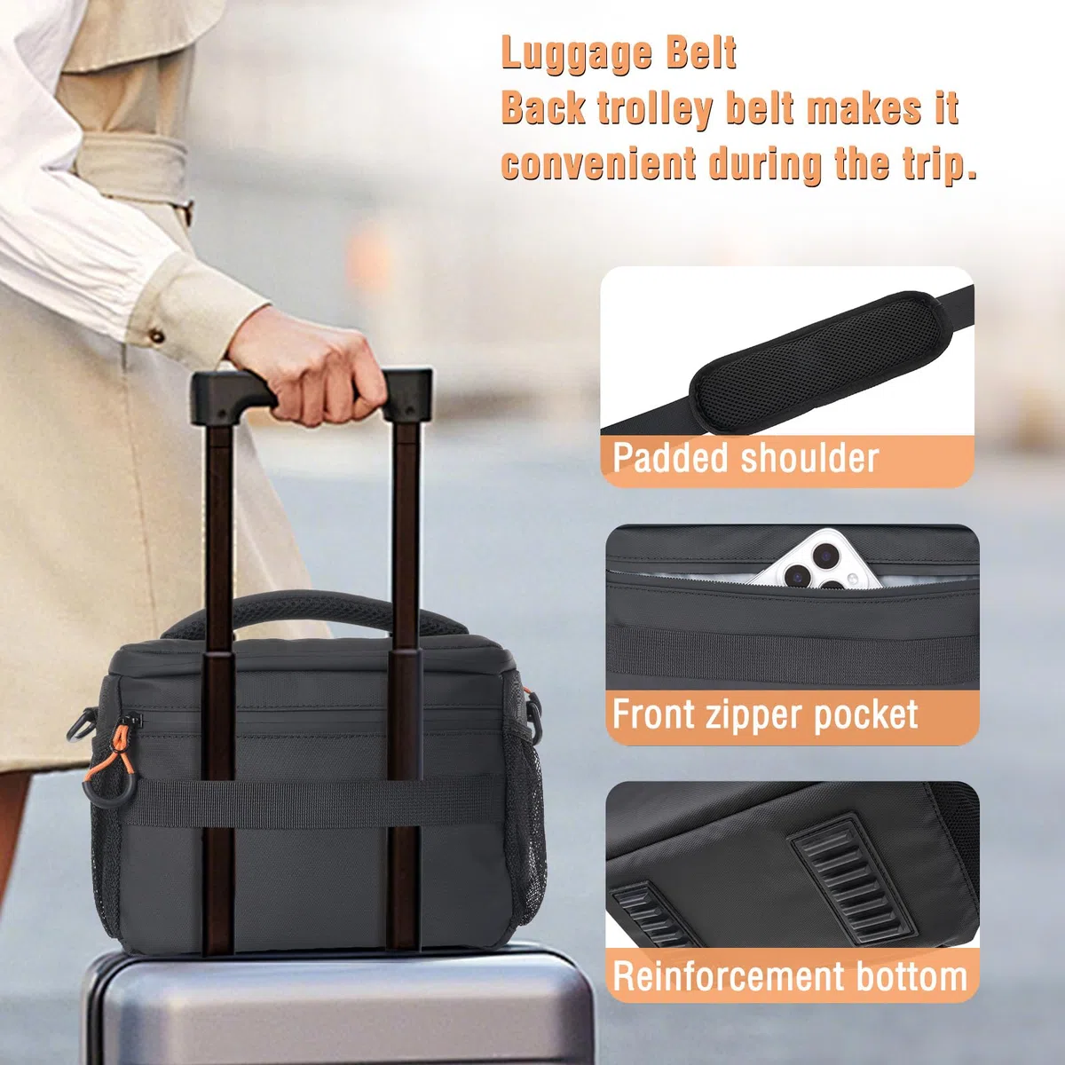 MOSISO Borsa Fotocamera,Piccola Custodia Fotocamera per Fotografi,Borse Imbottita a Tracolla Compatte per DSLR/SLR/Mirrorless Impermeabile con Copertura Antipioggia per Canon/Nikon/Sony,Nero