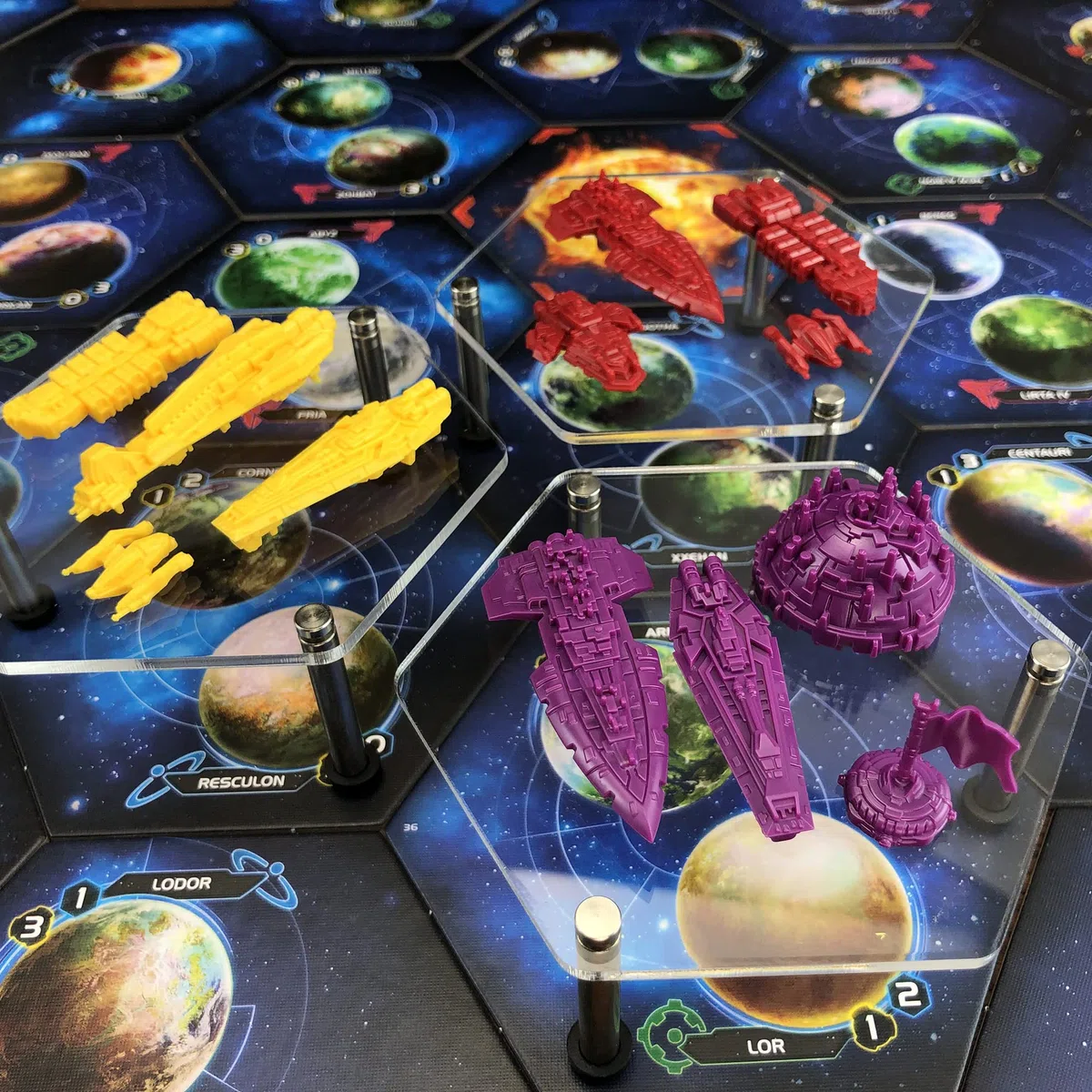 Supporti per flotte compatibili con Twilight Imperium 4 | x6 supporti per flotte da 93 mm | Gambe in acciaio e piedini in gomma