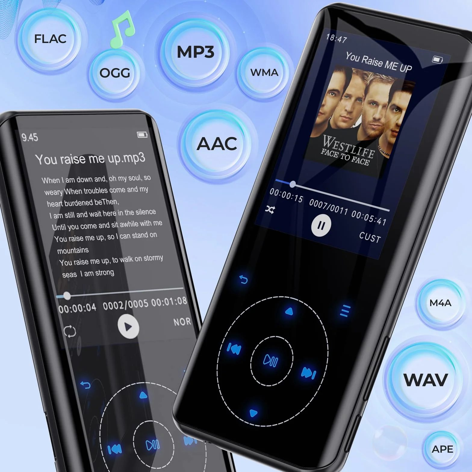 64GB Lettore MP3 Bluetooth, HiFi Music Lossless Sound, custodia in metallo con altoparlante HD incorporato, pulsante a sfioramento, registratore vocale per sport, espandibile fino a 128GB (64G)