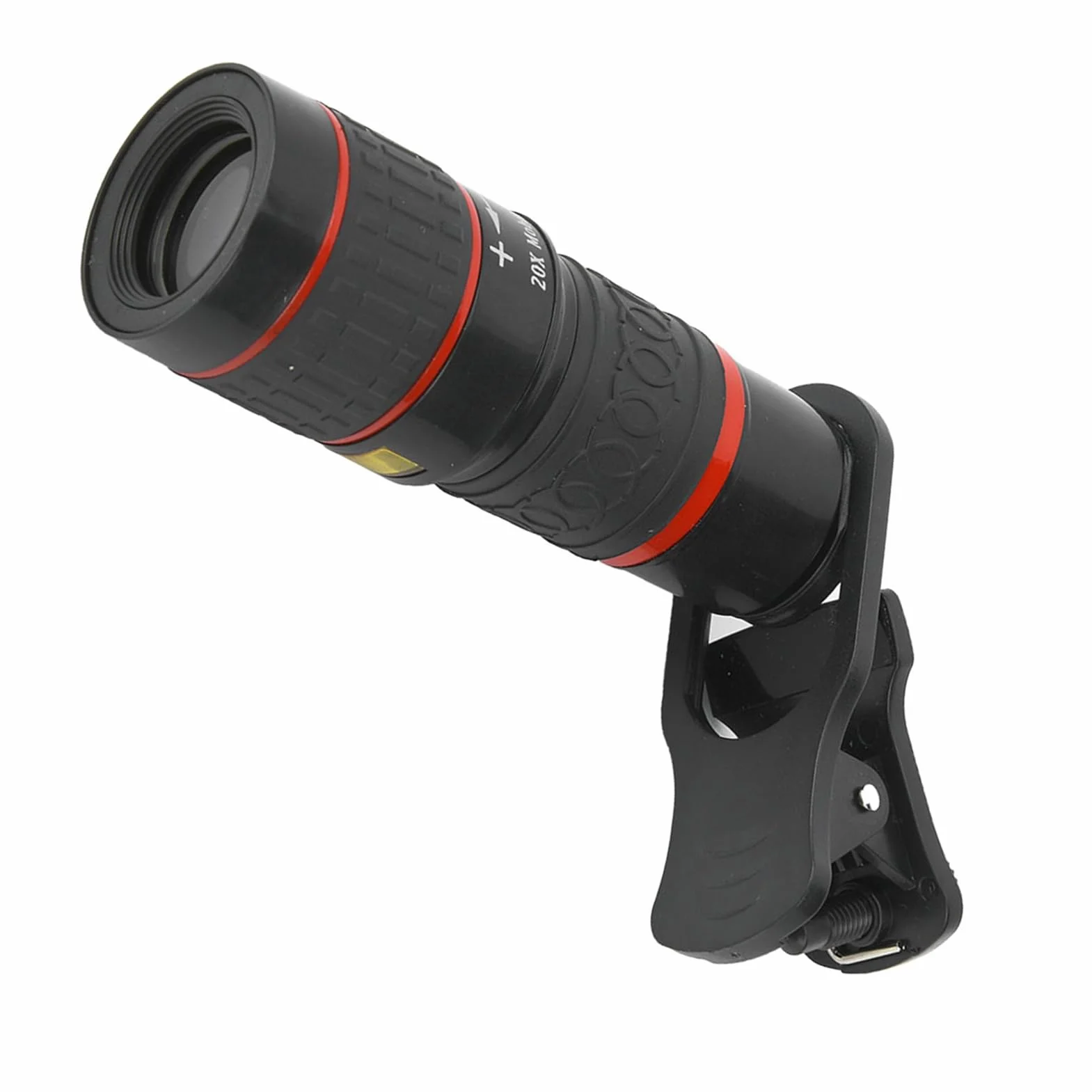 Gegong Lenti teleobiettivo 20x, obiettivo zoom a fuoco lungo, obiettivo per fotocamera per smartphone, lente tablet con montaggio a clip, accessorio Black ottico HD