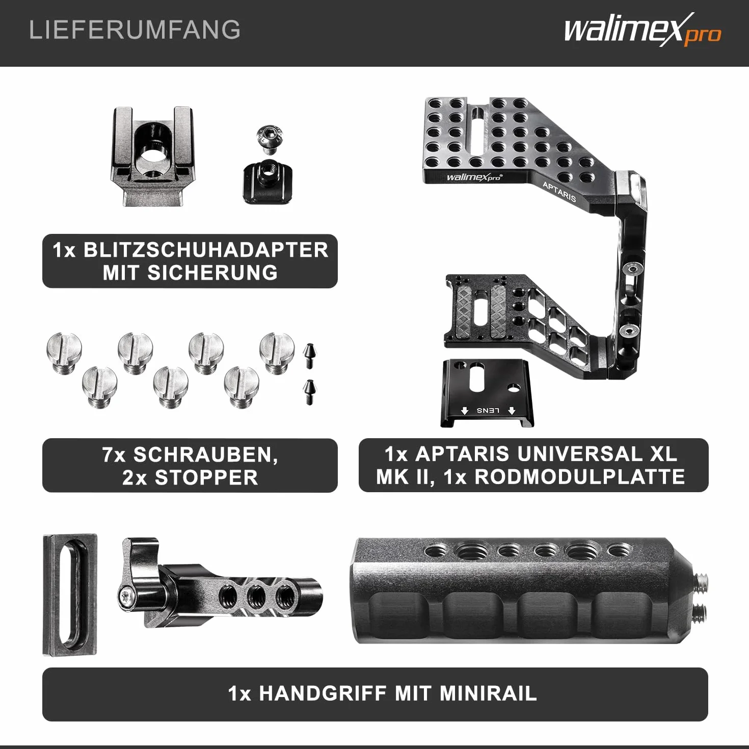 Universal Walimex Pro Aptaris XL MK II cage/Rig-System per fotocamera DSLR/sistema con slot per fotocamera