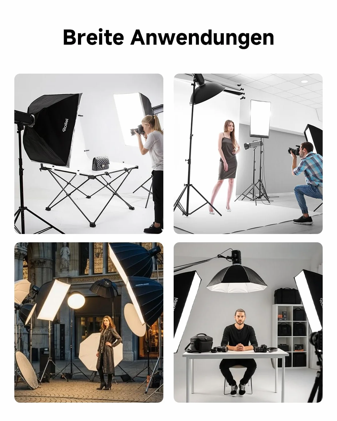 Rollei Pro Flash Stand 285 cm - Treppiedi per lampada professionale 285 cm – Treppiedi per lampada in alluminio robusto per flash da studio, Altezza regolabile tra 125 e 285 cm - Nero