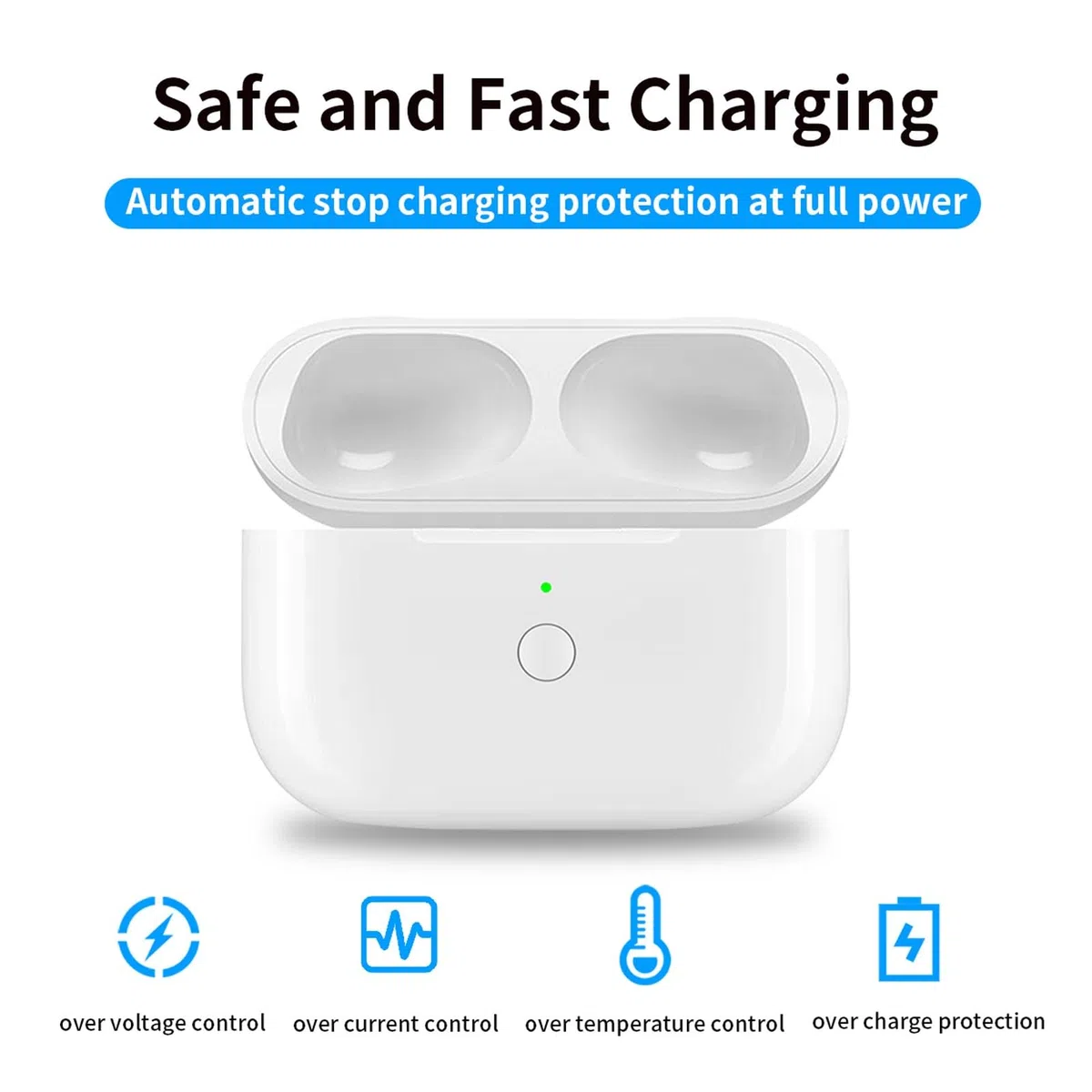 Custodia di Ricarica Wireless per ios Pods Pro 2, Custodia di Ricarica Portatile Sostitutiva con Pulsante di Sincronizzazione per Accoppiamento Bluetooth, Batteria Integrata da