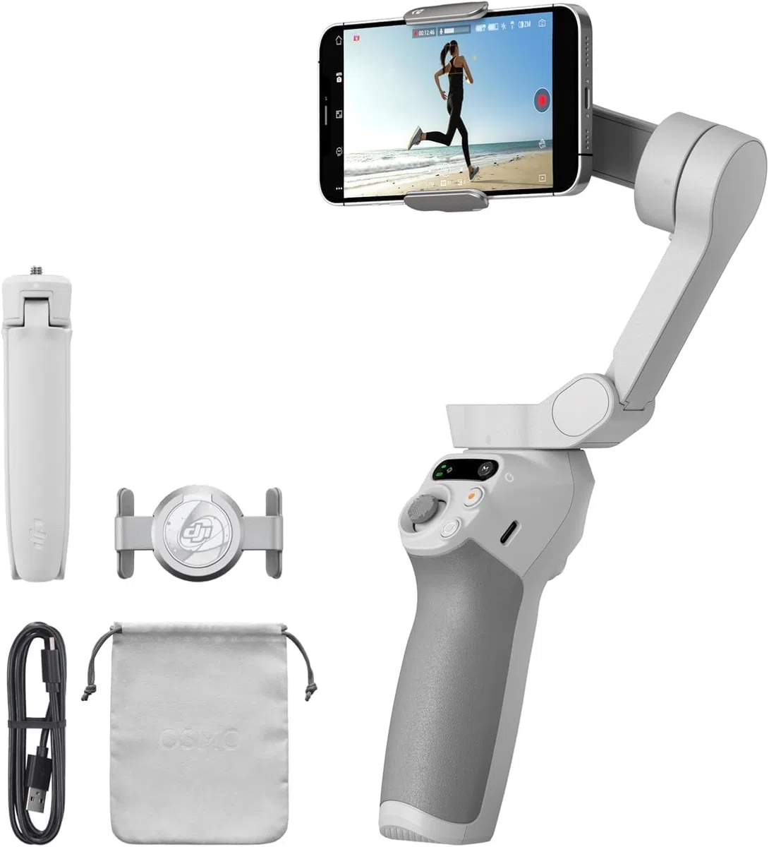 DJI Stabilizzatore OSMO Mobile SE per Smartphone, Stabilizzatore a 3 Assi, Manico telescopico, Portatile e Pieghevole, per Android/iPhone con ShotGuides, ActiveTrack 6.0 per Vlogging