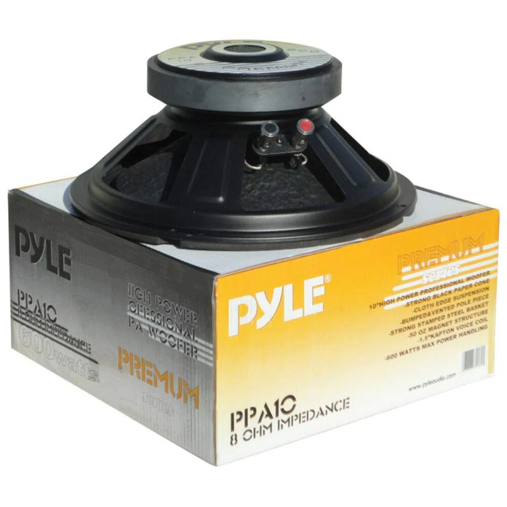 Pyle 1 WOOFER PPA10 PPA 10 altoparlante diffusore da 25,00 cm 250 mm 10" da 300 watt rms e 600 watt max impedenza 8 ohm per casa feste party, 1 pezzo