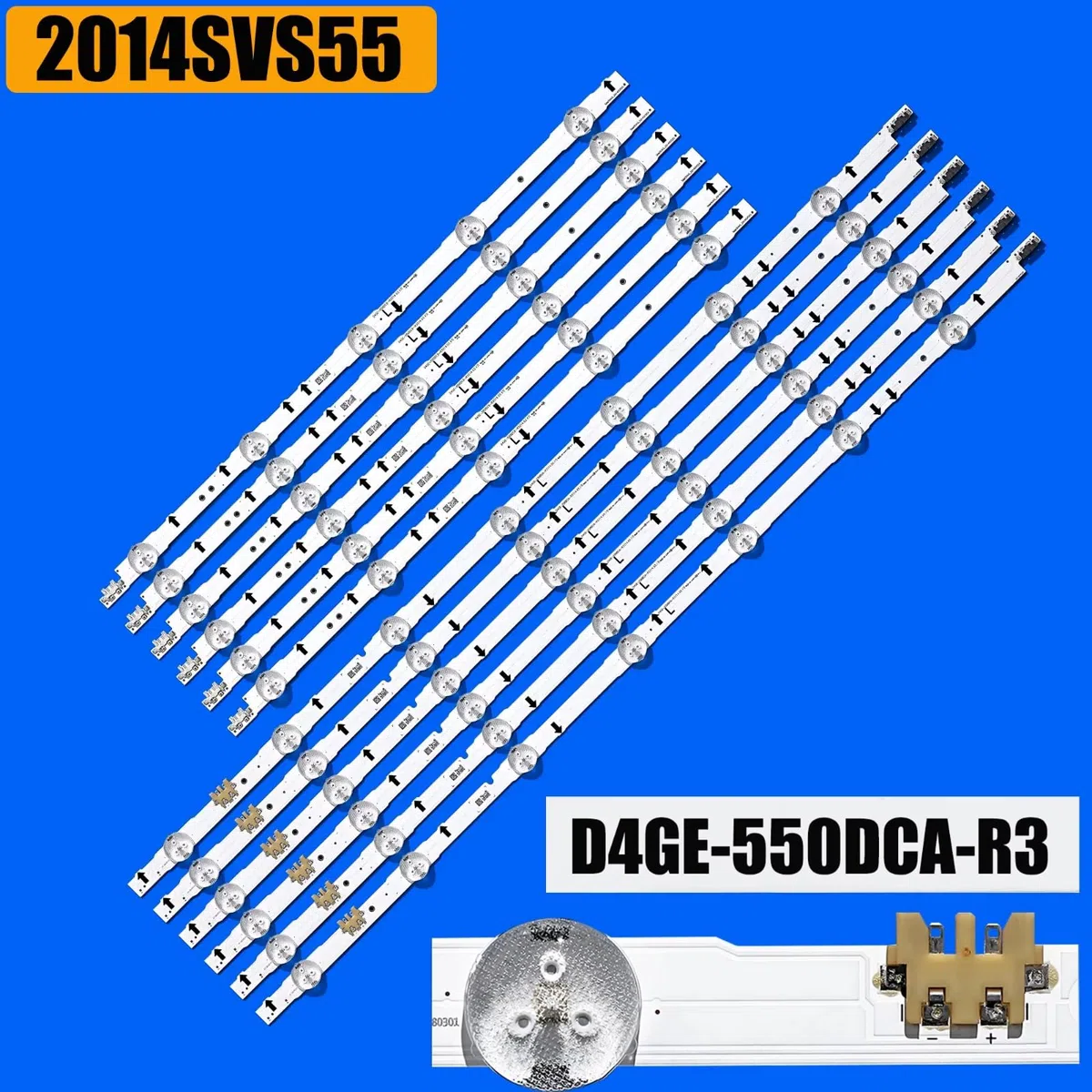 Generico kit completo 12 barre led RETROILLUMINAZIONE compatibili con tv 55" samsung D4GE-550DCA-R3/B 2014SVS55 SERIE UE55H ricambio premium con biadesivo