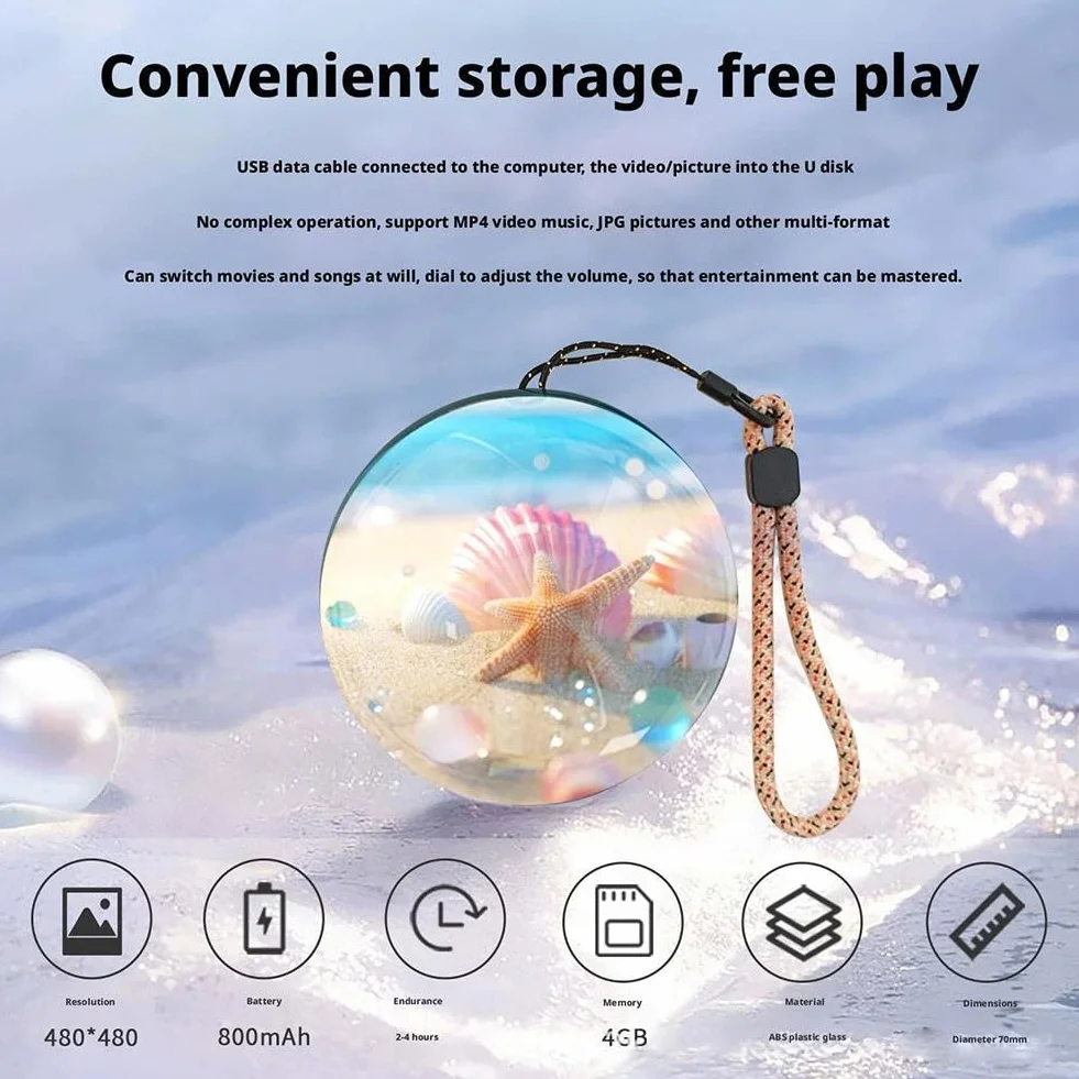 Sfera di cristallo 3D ad ultrasuoni, 6,9 cm, sfere di cristallo video, sfera di memoria, sfera di memoria personalizzata a ultrasuoni con display elettronico per coppie, animali domestici, ricordi