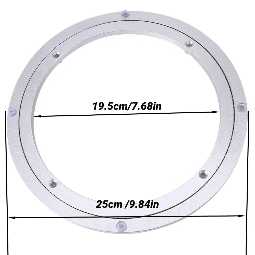 Lazy Susan Giradischi, Tavolo da Pranzo Rotondo per Giradischi in Lega di Alluminio per Impieghi Gravosi Piatto Rotante per Decorazioni per Torte da Ristorante Porta TV (10Pollici*H8.5mm)