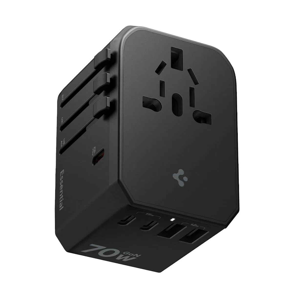 Spigen ArcStation Adattatore Universale da Viaggio 70W [5-Porte & PD] con 3 USB C e 2 USB A, Presa Universale da Viaggio per Inglese/Americana/Australia/Giappone, Viaggio Accessori Utili - Nero