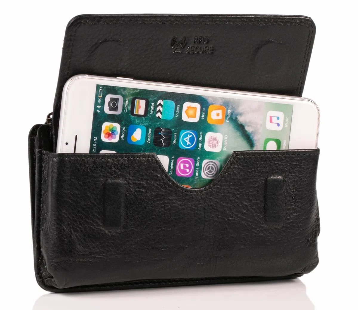 MATADOR 2in1 Borsello da Cintura Uomo in Vera Pelle con Tasca con Zip #BRISBANE, con Confezione Regalo e RFID, Elegante Borsello da Cintura in Pelle per Smartphone fino a 6,9 Pollici, Nero Nappa