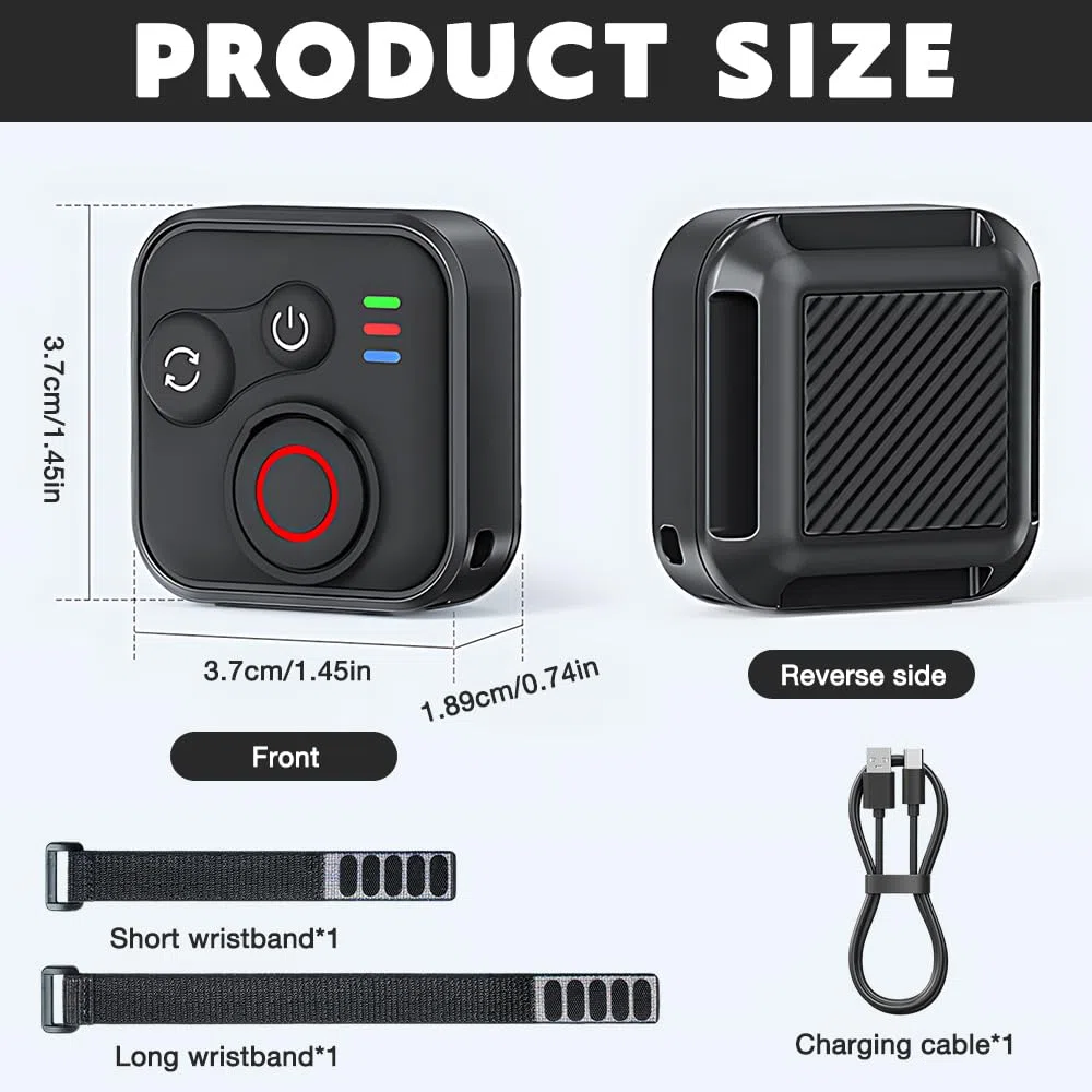 NAVESO Bluetooth Telecomando per GoPro Hero 13/12/11 Insta360 X5/X4/X3/Ace Pro 2/Ace Pro/GO3S/GO3/IOS/Android, Senza Fili Telecomando con Cinturino da Polso e Cavo di Ricarica USB
