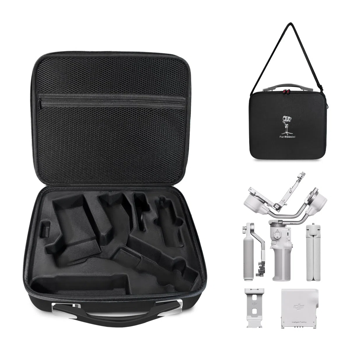 Custodia per DJI RS 4 Mini, Custodia portatile impermeabile per DJI RS 4 Mini Creator Combo con cintura per la spalla（Nero）