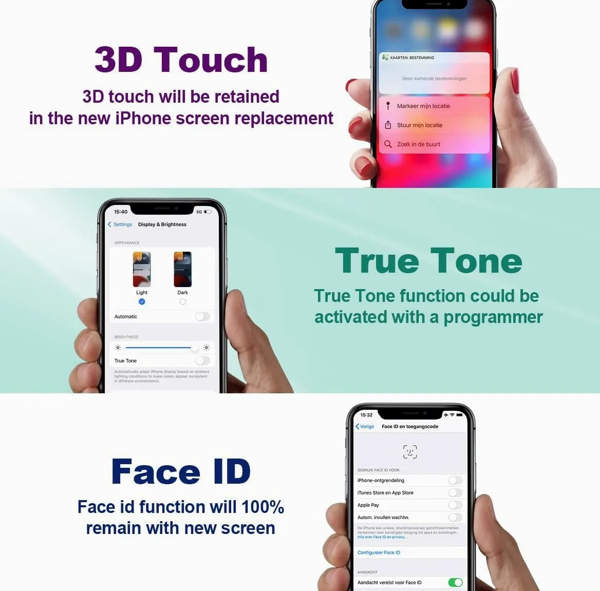 Dinow Display OLED per i-Phone 12/12 PRO Schermo, Full-HD 3D Touch Sostituzione Vetro Digitalizzatore Parti di Ricambio con Kit di Riparazione
